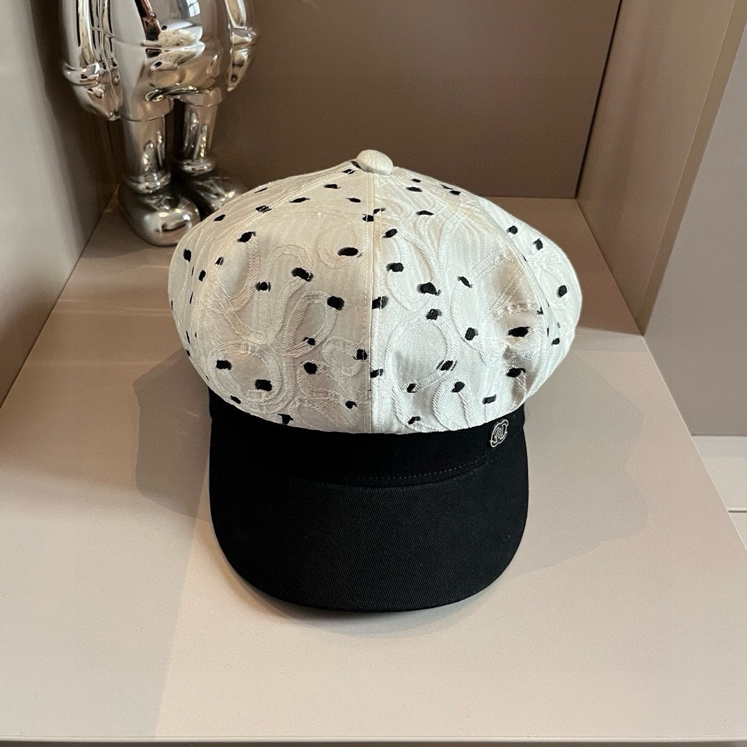 [TOP] CHANEL Polka Dot Painter Hat 57cm - 2 Colour