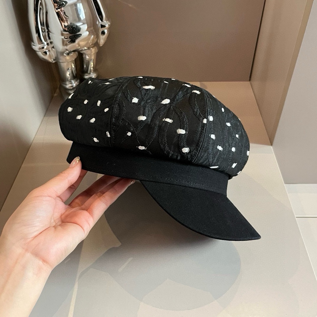 [TOP] CHANEL Polka Dot Painter Hat 57cm - 2 Colour
