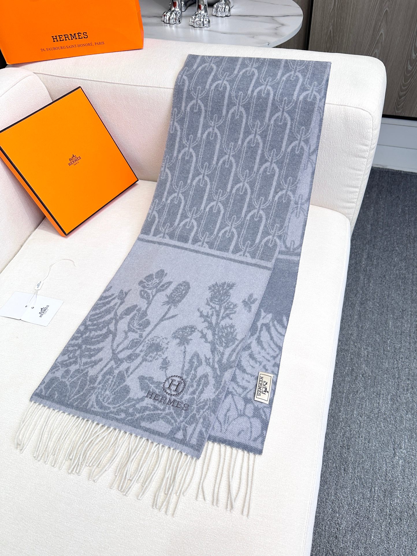 [TOP] HERMES Cashmere Scarf 30 x 180 cm - 4 Colors