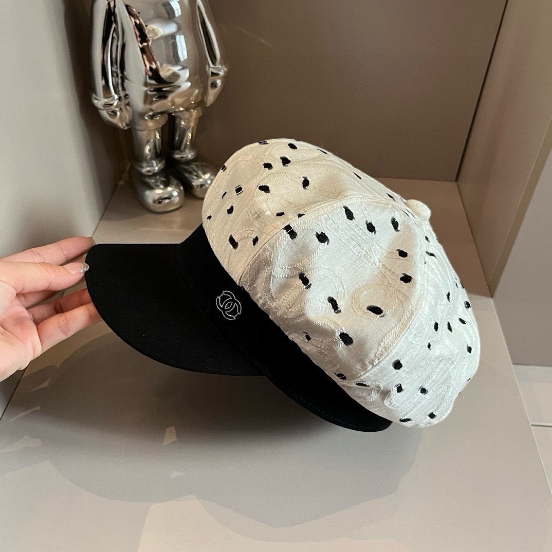 [TOP] CHANEL Polka Dot Painter Hat 57cm - 2 Colour