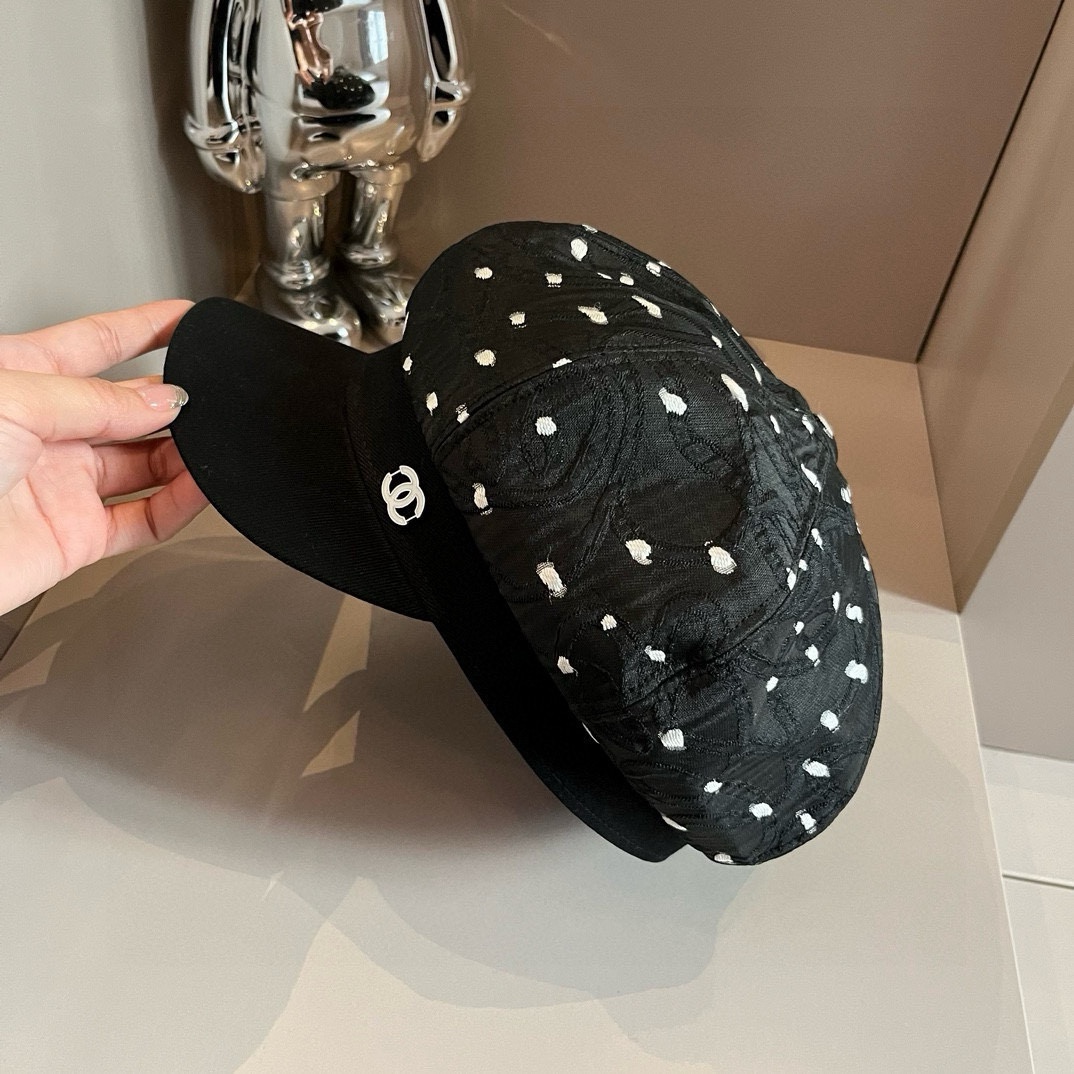 [TOP] CHANEL Polka Dot Painter Hat 57cm - 2 Colour