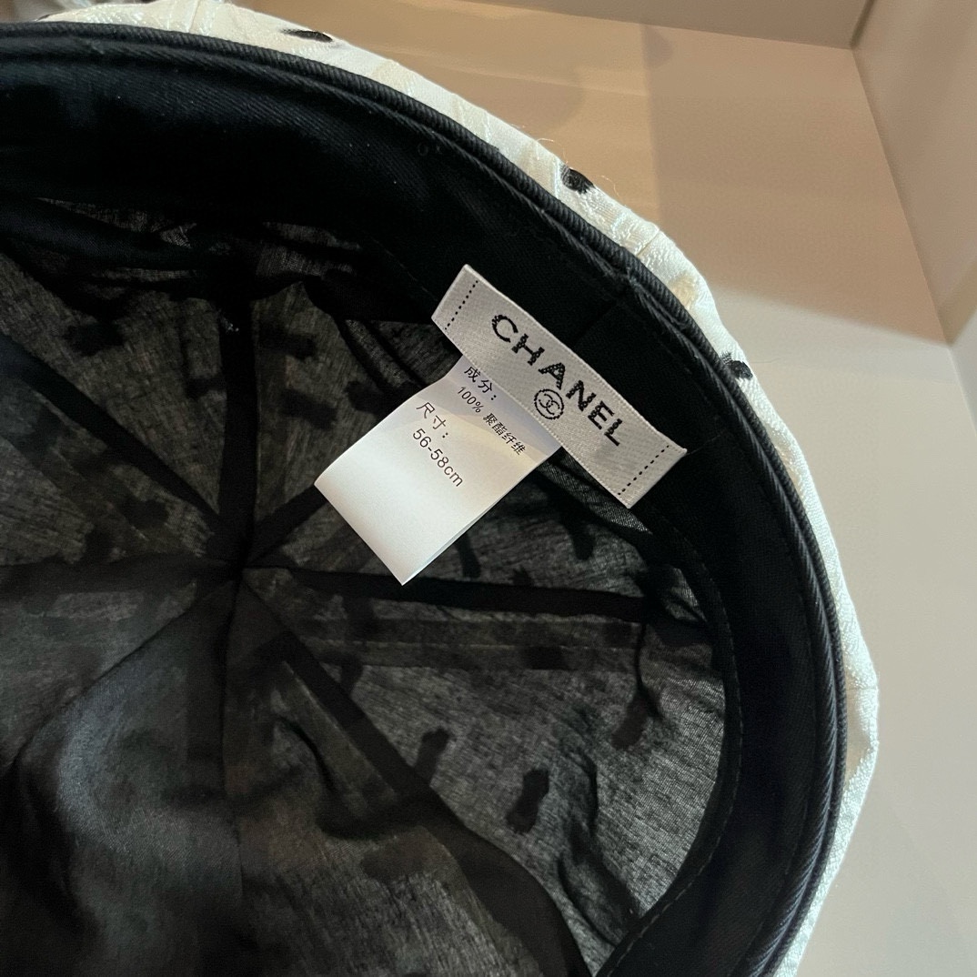 [TOP] CHANEL Polka Dot Painter Hat 57cm - 2 Colour