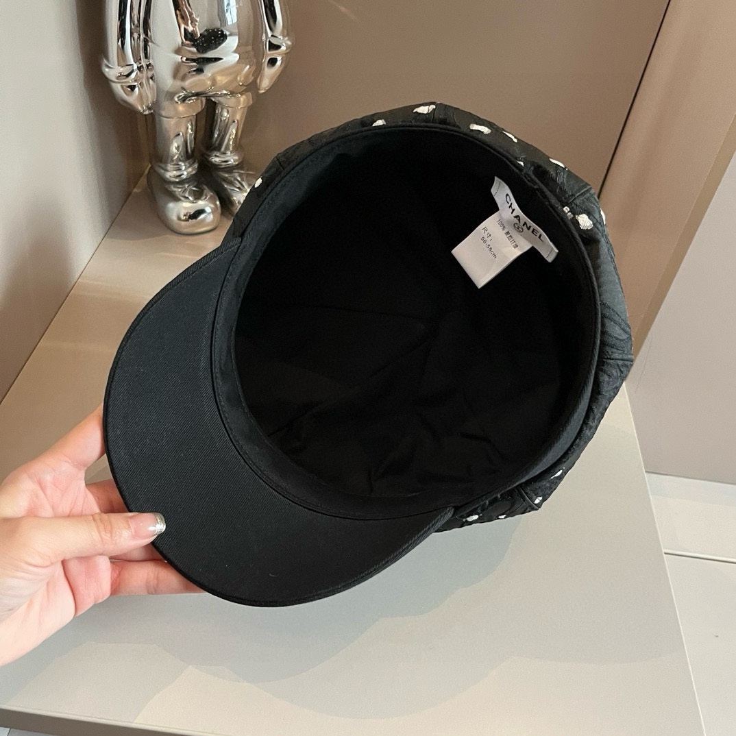 [TOP] CHANEL Polka Dot Painter Hat 57cm - 2 Colour