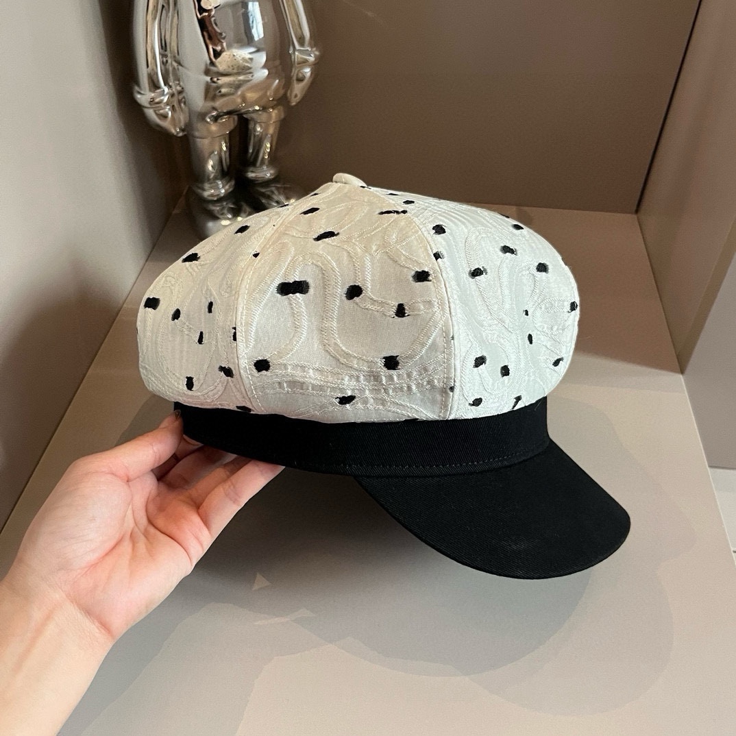 [TOP] CHANEL Polka Dot Painter Hat 57cm - 2 Colour