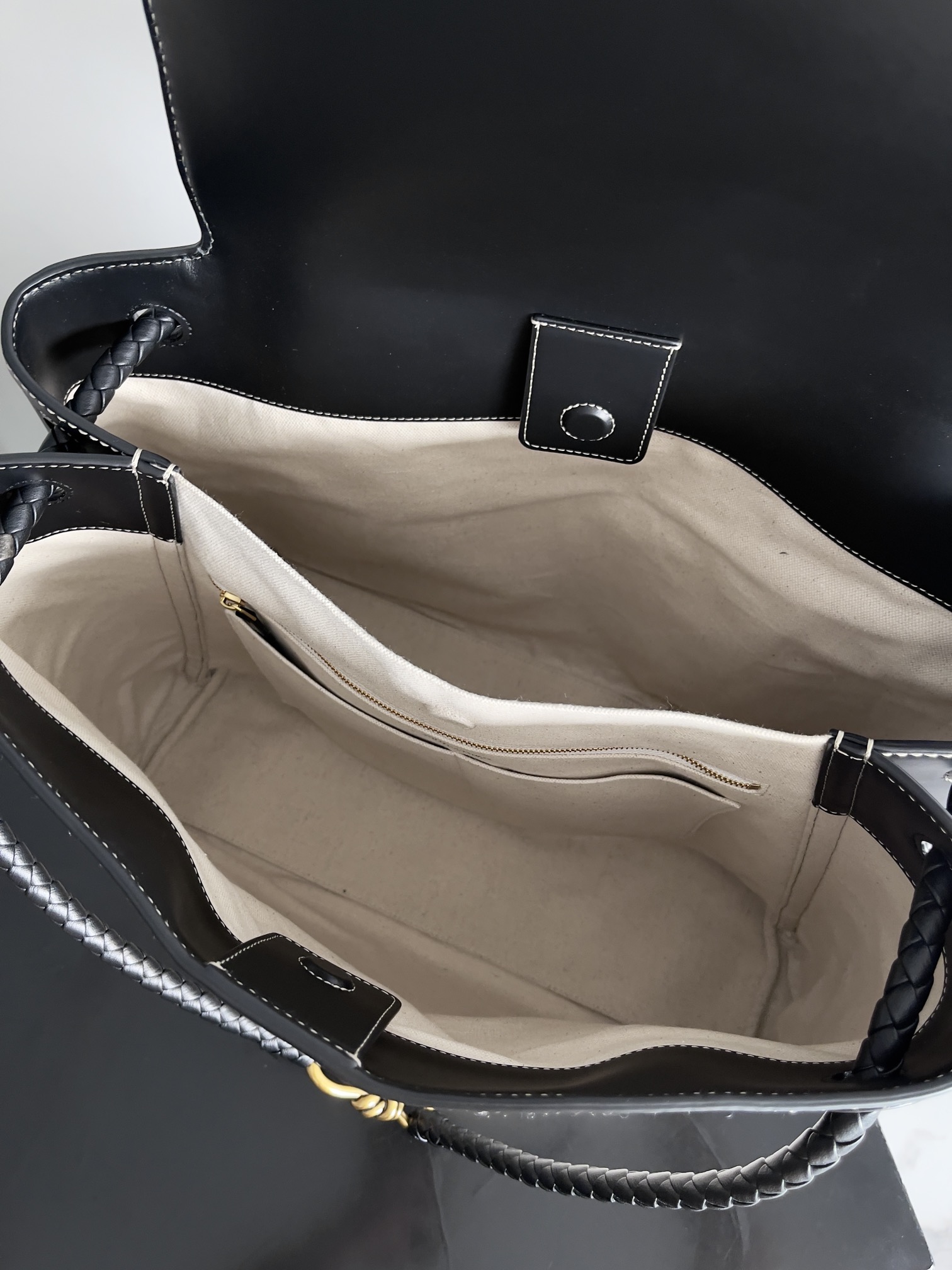 [TOP] Bottega Veneta BV Leather Canvas Tote Bag 40*48*20cm - Black & GHW/SHW