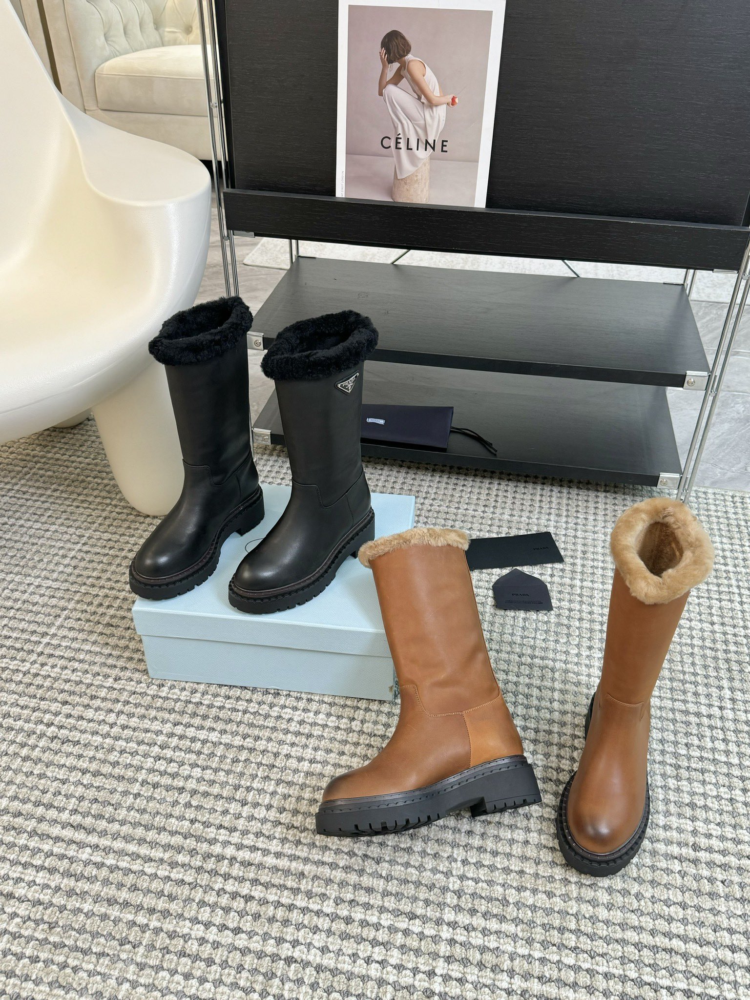 [TOP] PRADA Wool&Leather Boots - 2 Color