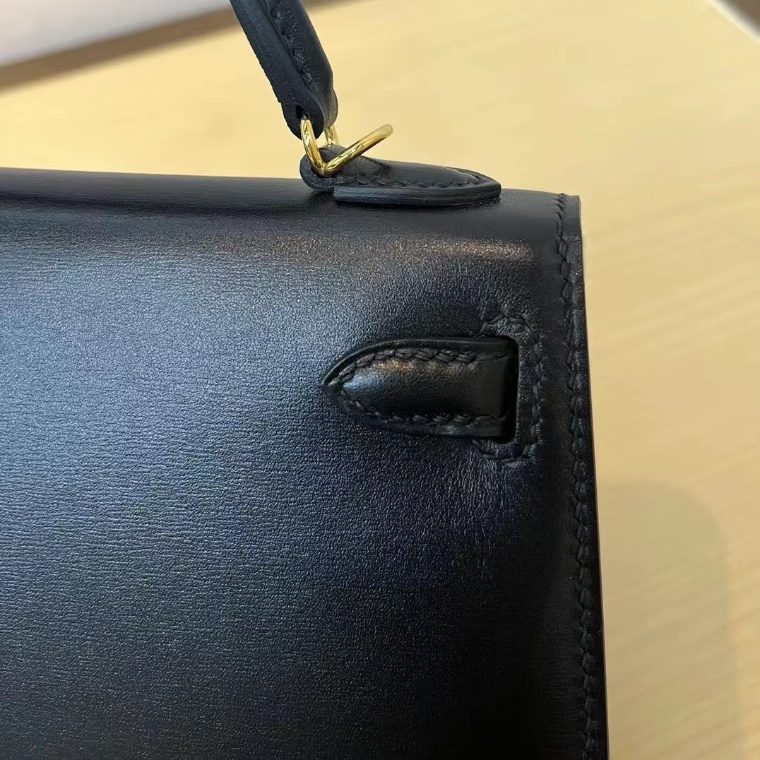 [TOP] HERMES Kelly Box Calf Bags 19CM/22CM/25CM/28CM/32CM - Black&GHW