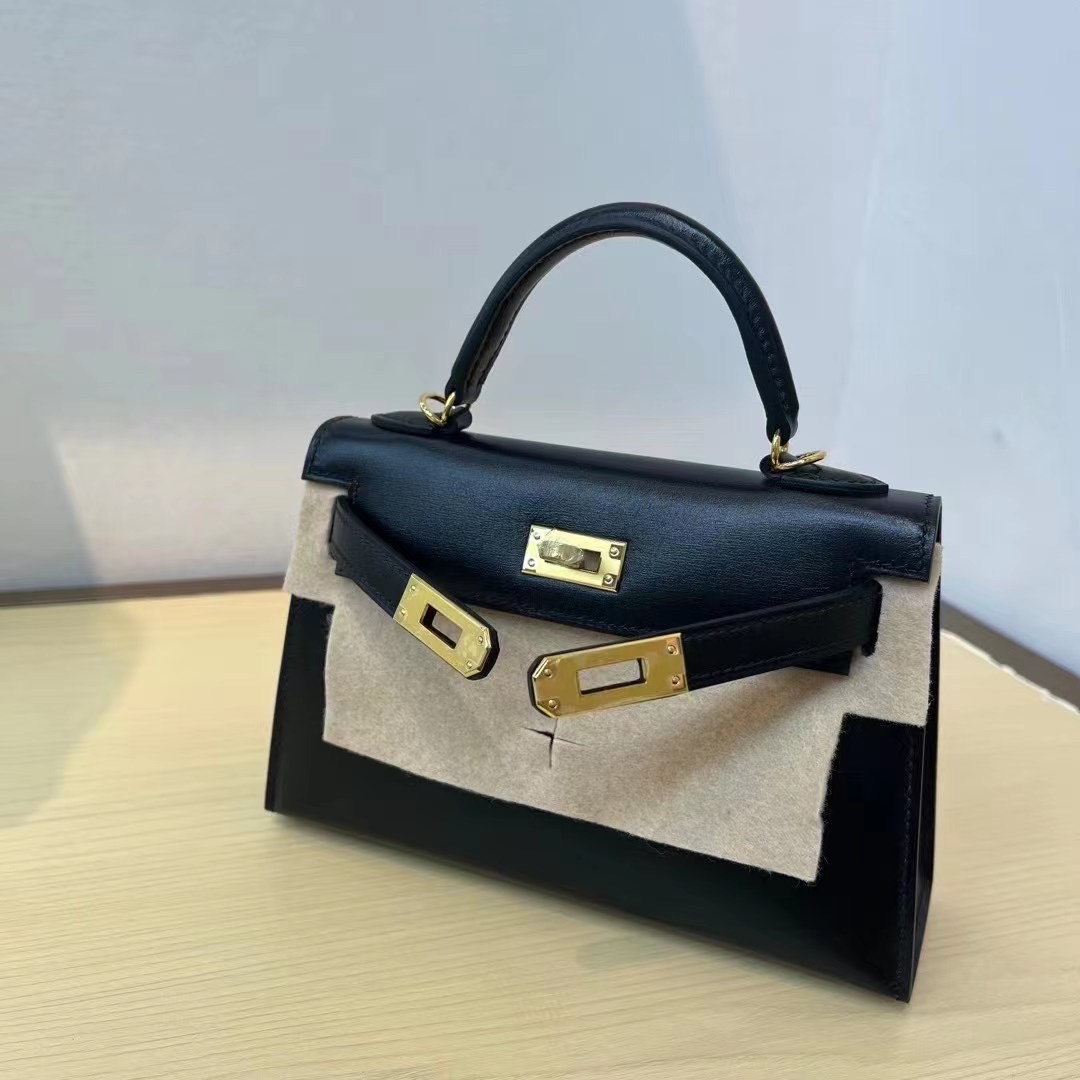 [TOP] HERMES Kelly Box Calf Bags 19CM/22CM/25CM/28CM/32CM - Black&GHW