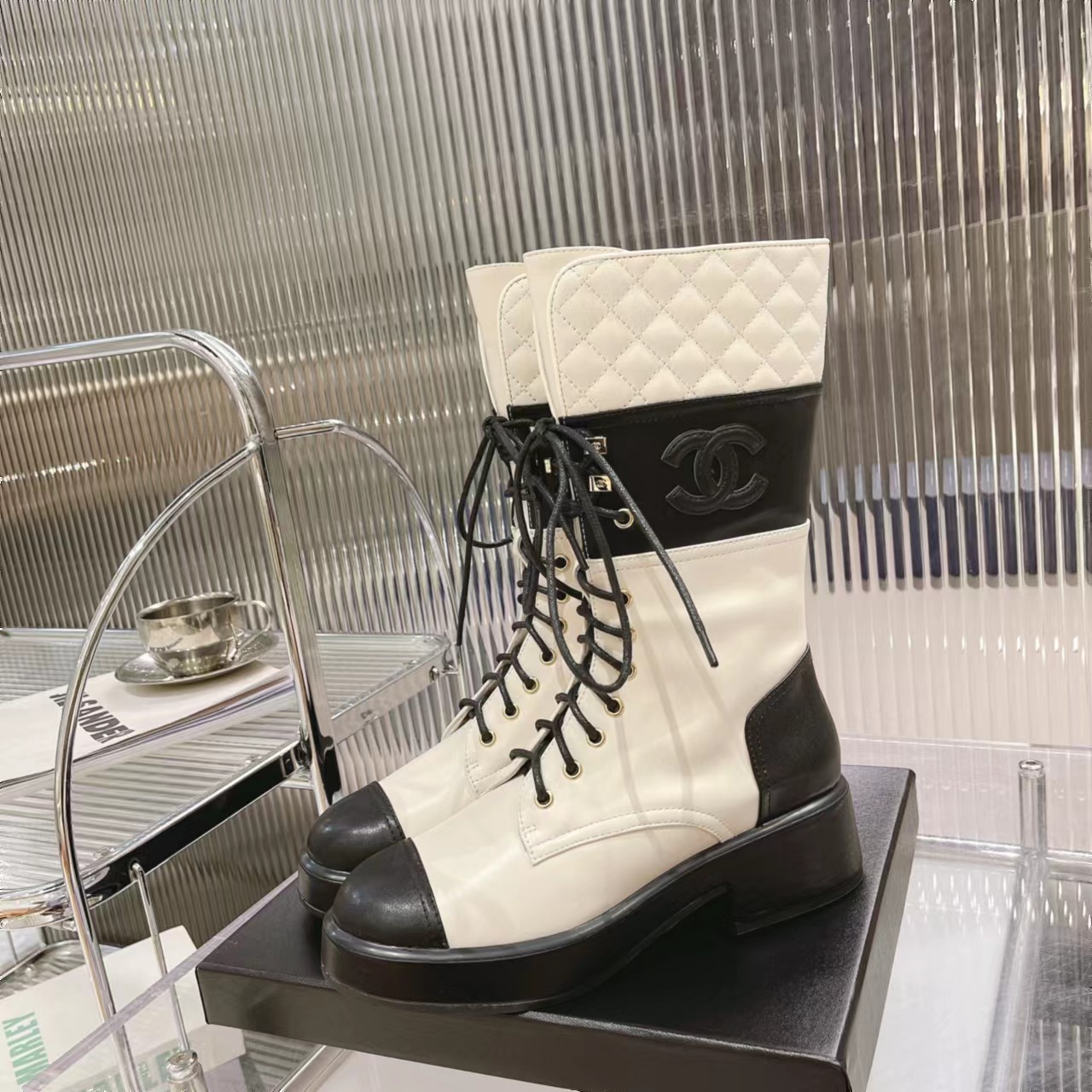 [TOP] CHANEL CC Denim/Leather Martin Boots - 3 Color