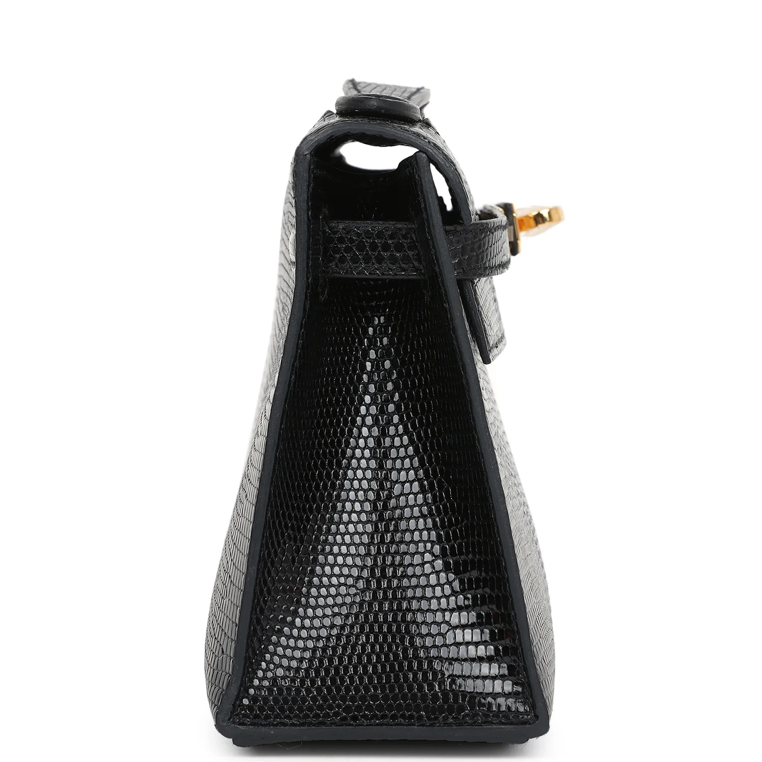 [TOP] HERMES Lizard Leather Kelly Pochette 22 CM - Black & GHW