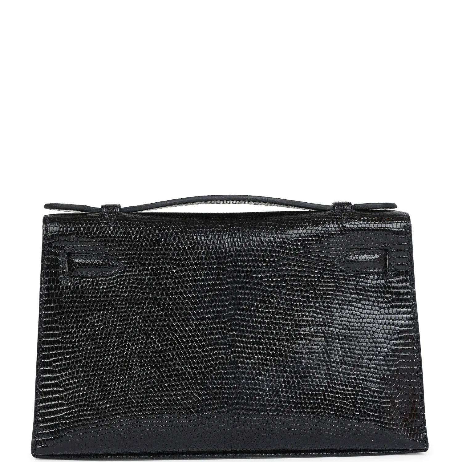 [TOP] HERMES Lizard Leather Kelly Pochette 22 CM - Black & GHW