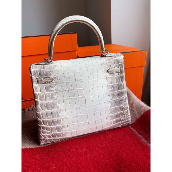 [TOP] HERMES Retourne 25 Handmade Bag In Himalaya Crocodile Niloticus Skin Kelly - Diamonds Hardware