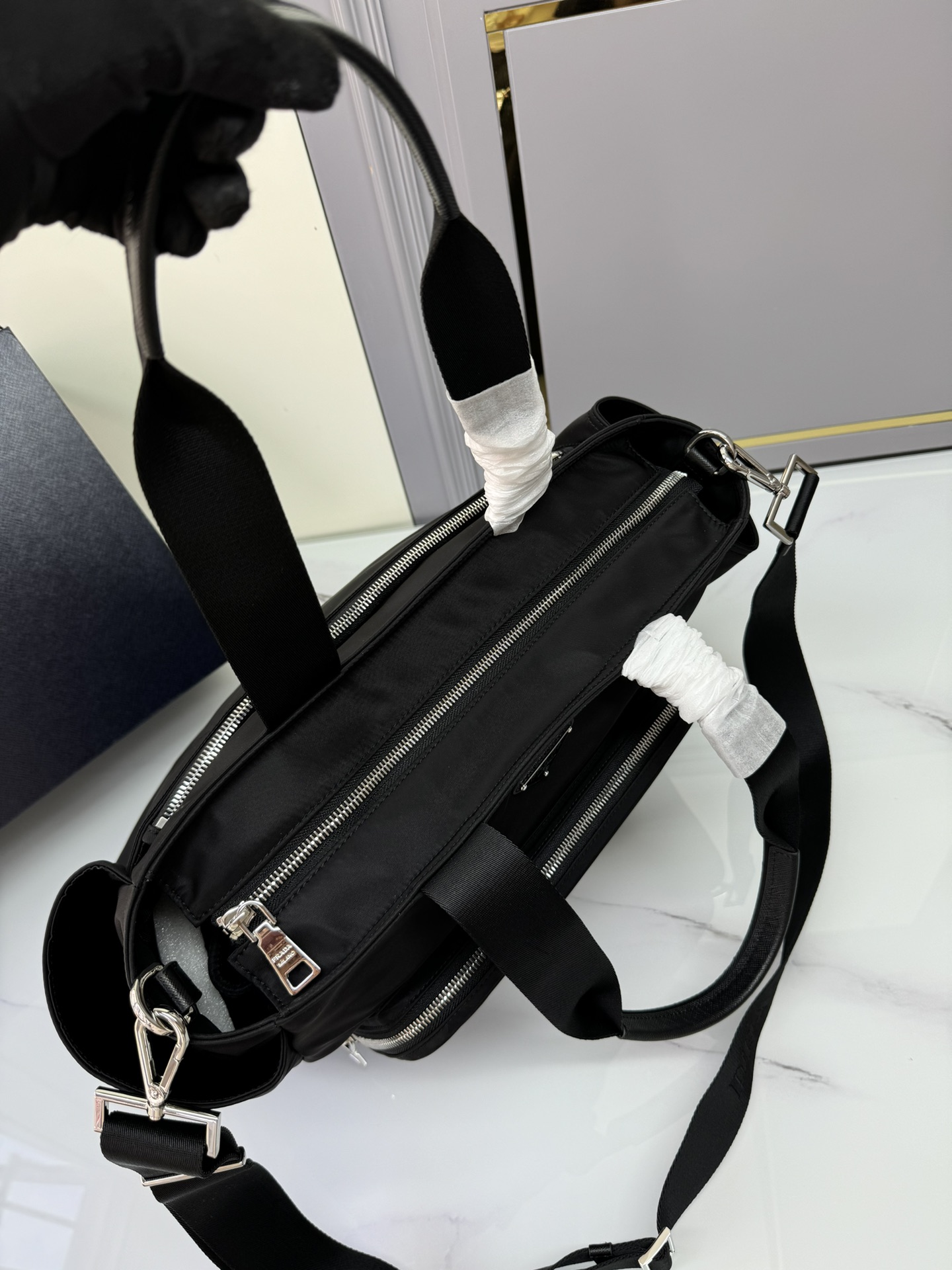 [TOP] PRADA Classic Nylon Shopping Bag 35x30x17cm - Black