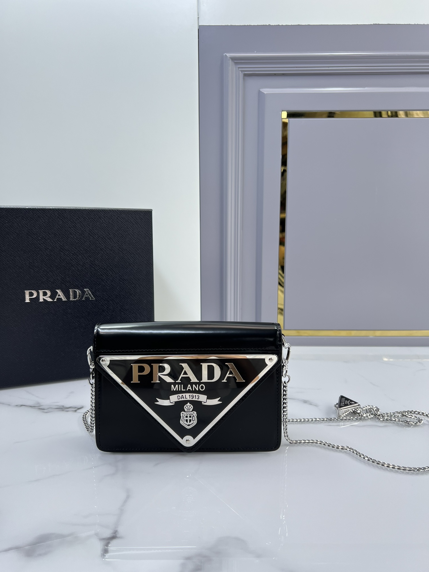 [TOP] PRADA Cowhide Flap Bag 17*9.5*3.5cm - 2 Colors