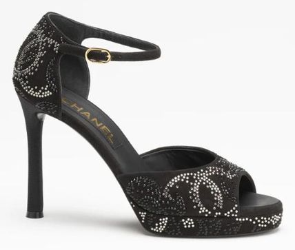 [TOP] CHANEL CC Stiletto Sandals - Black