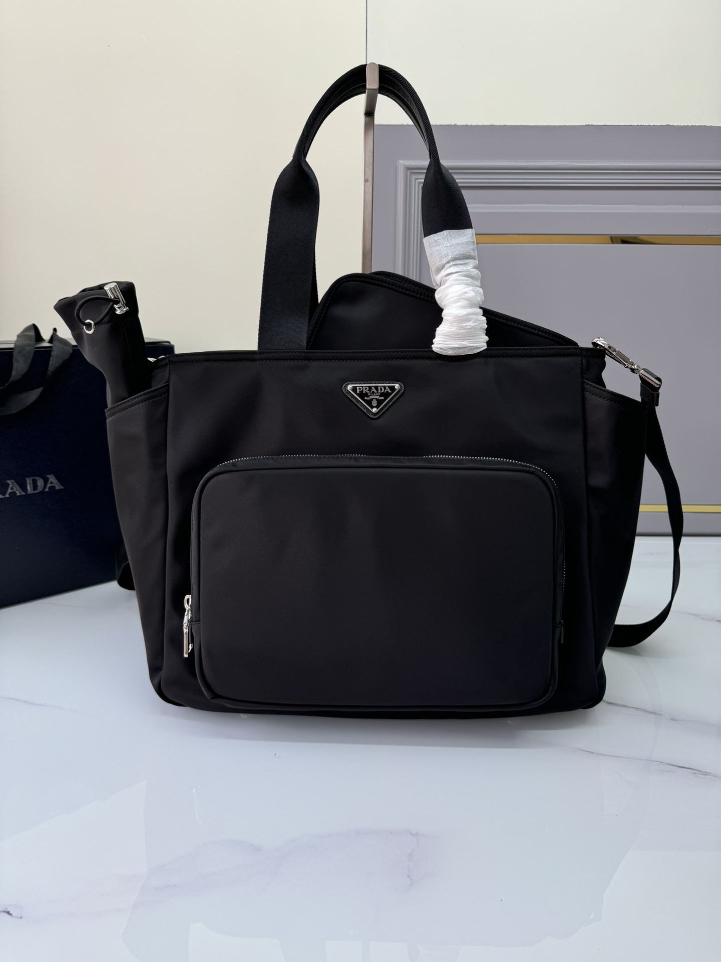 [TOP] PRADA Classic Nylon Shopping Bag 35x30x17cm - Black