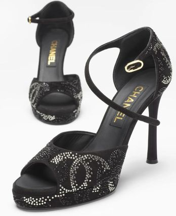 [TOP] CHANEL CC Stiletto Sandals - Black