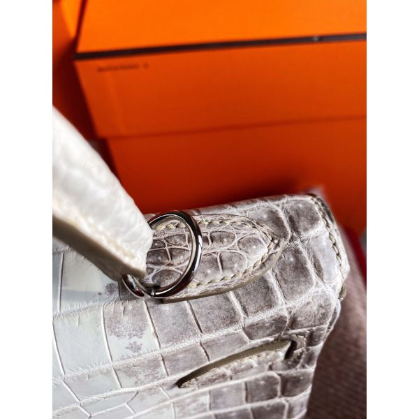 [TOP] HERMES Retourne 25 Handmade Bag In Himalaya Crocodile Niloticus Skin Kelly - Diamonds Hardware