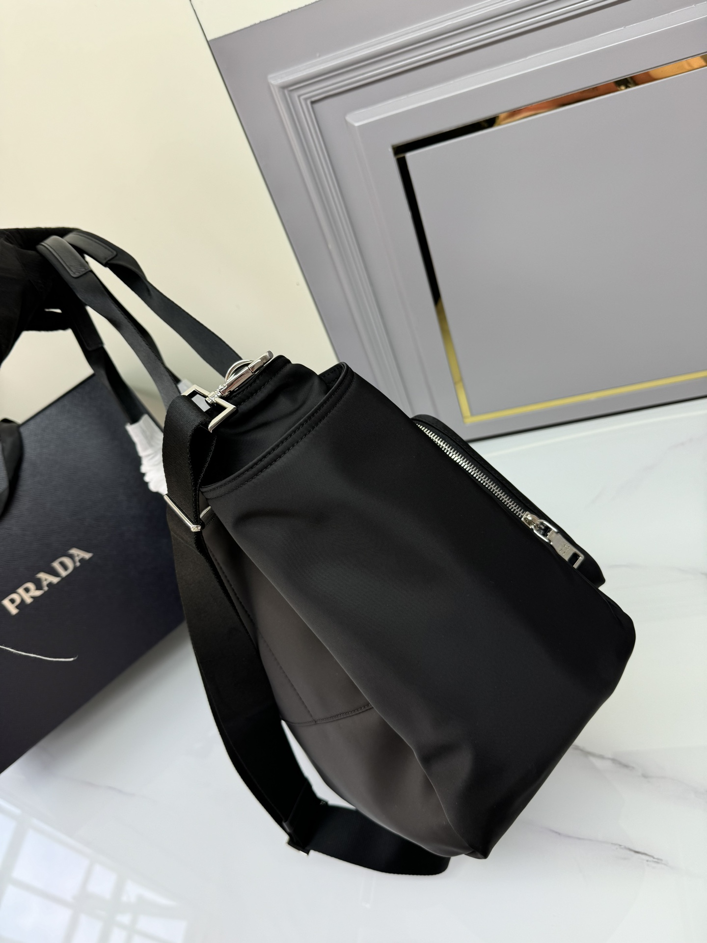 [TOP] PRADA Classic Nylon Shopping Bag 35x30x17cm - Black