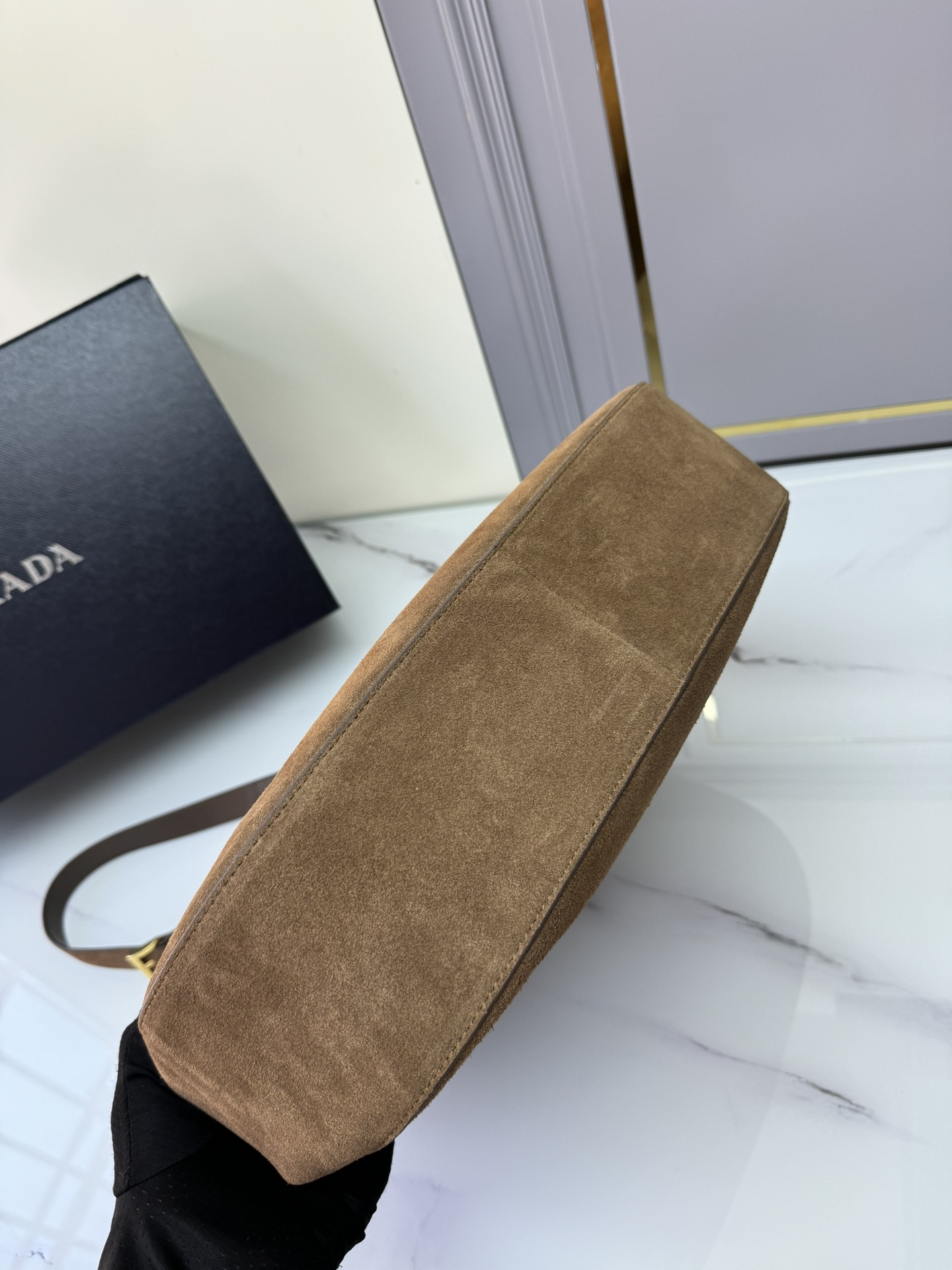 [TOP] PRADA Deer Print Cowhide Bag 40x30x9cm - Brown