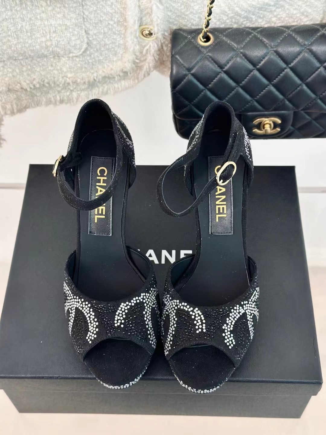 [TOP] CHANEL CC Stiletto Sandals - Black