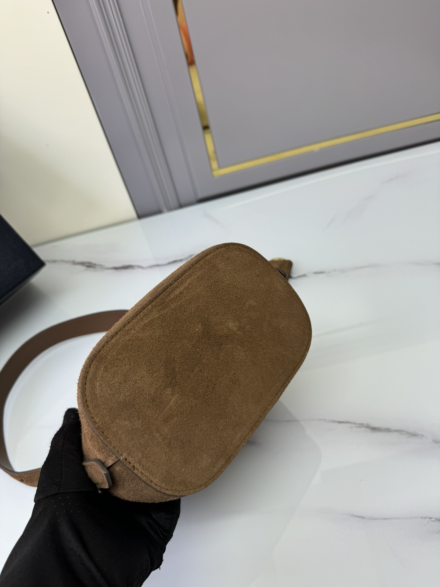 [TOP] PRADA Suede Bucket Bag 22*22*13cm - Brown