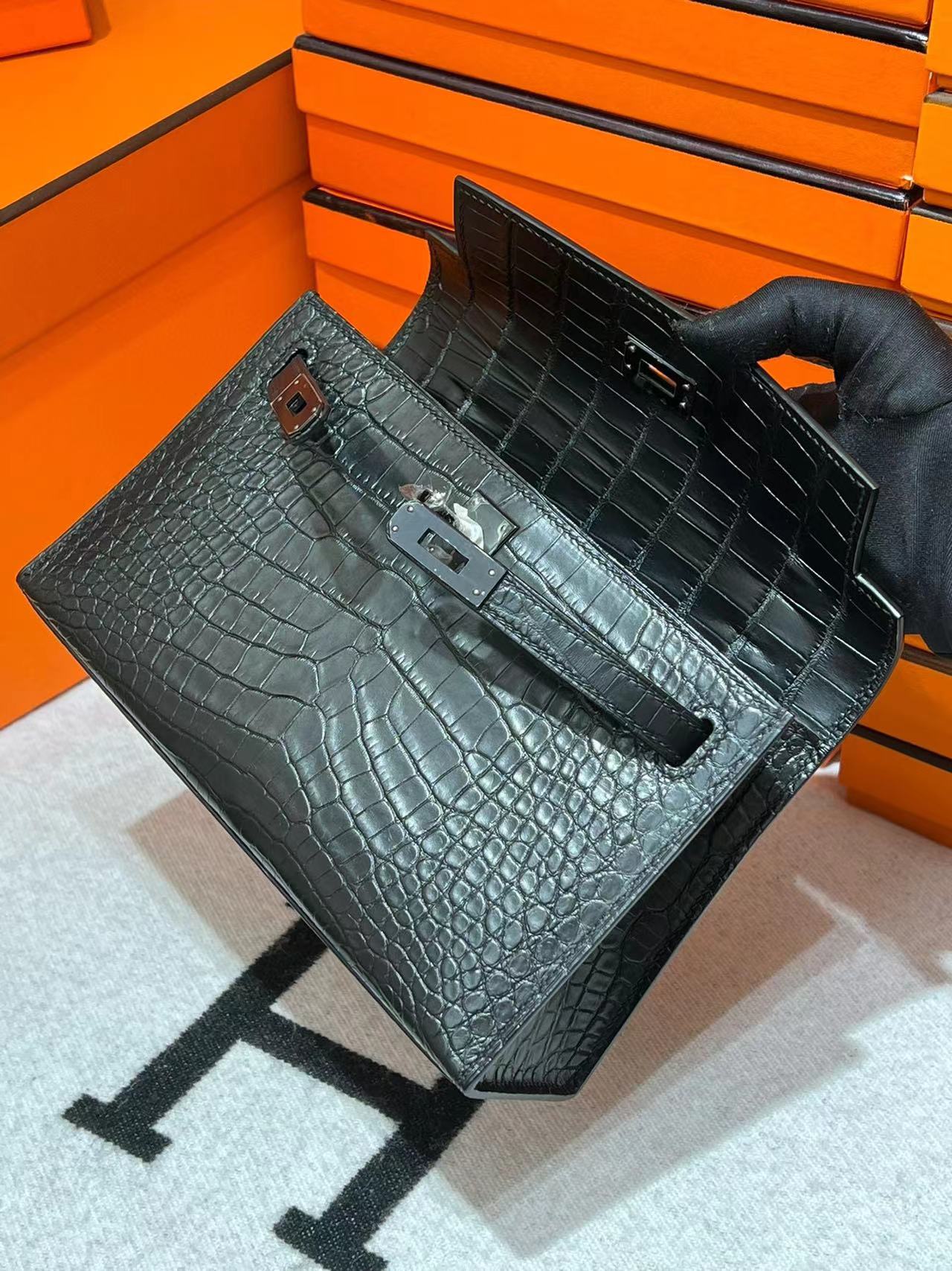 [TOP] HERMES Birkin Crocodile Bag 25/30/35/40CM- Black