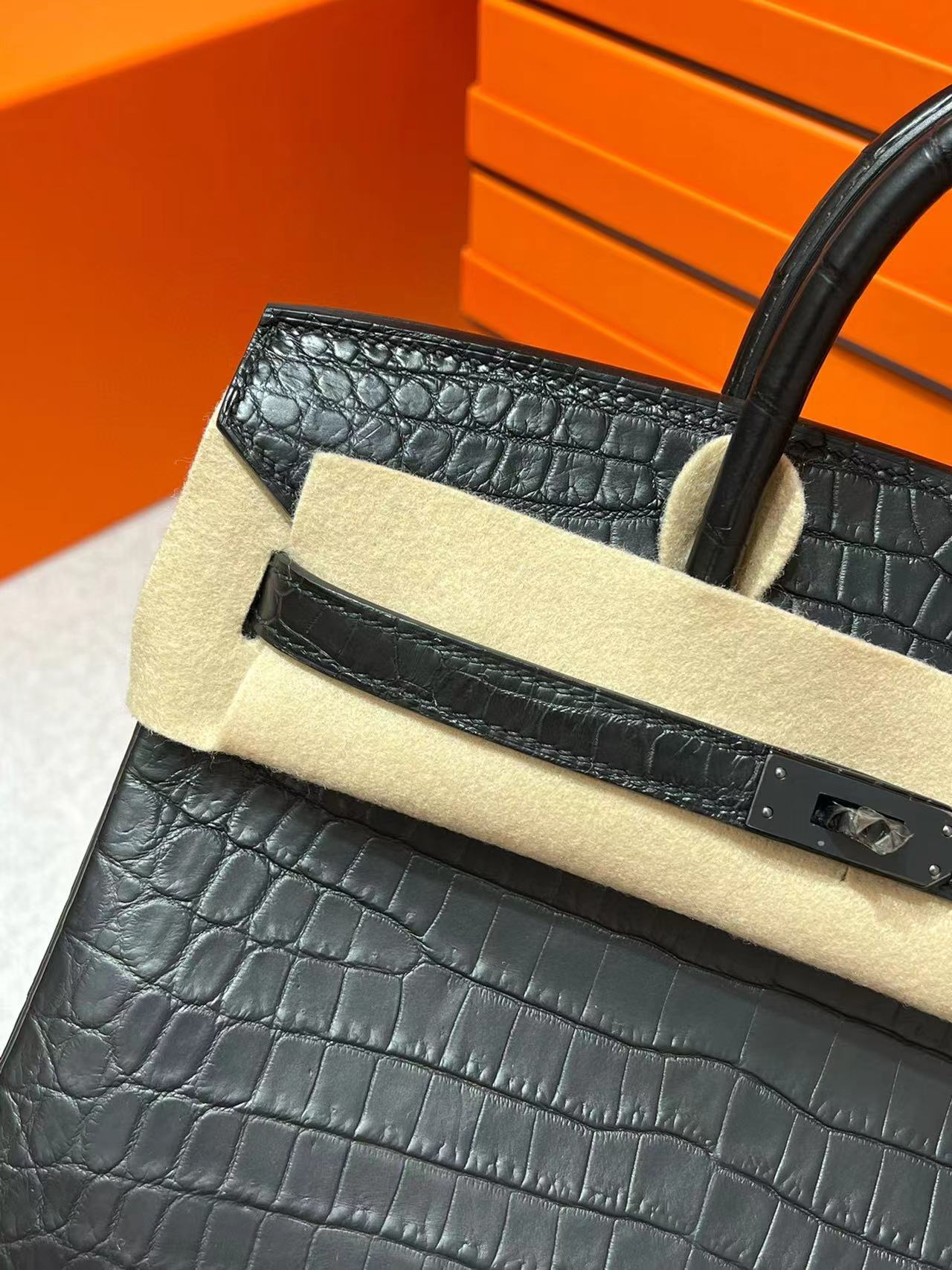 [TOP] HERMES Birkin Crocodile Bag 25/30/35/40CM- Black