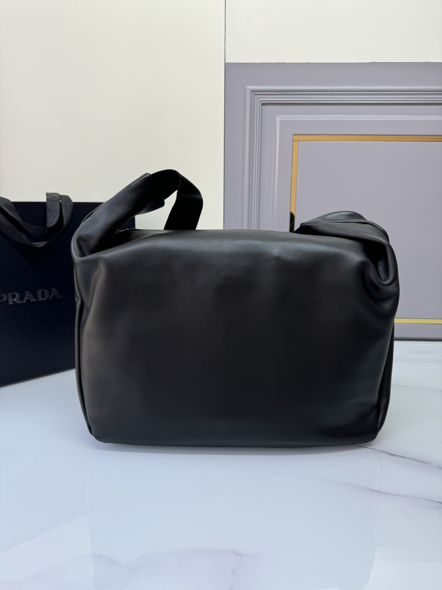 [TOP] PRADA Men's Leather Messenger Bags - Black