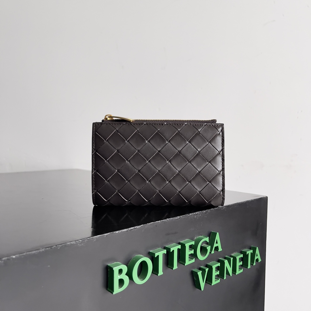 [TOP] Bottega Veneta BV Cowhide Large Grid Woven Wallet 14.5x9.3x2cm - 4 Colors