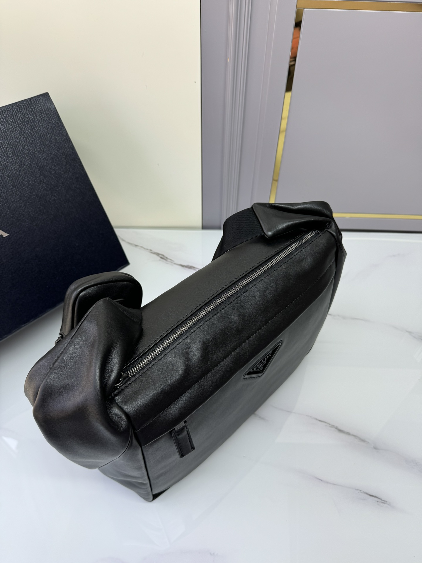 [TOP] PRADA Men's Leather Messenger Bags - Black