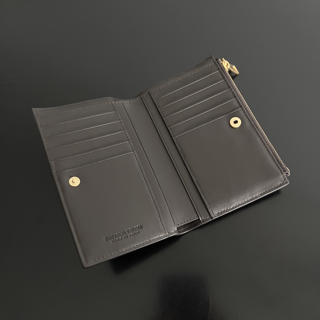 [TOP] Bottega Veneta BV Cowhide Large Grid Woven Wallet 14.5x9.3x2cm - 4 Colors