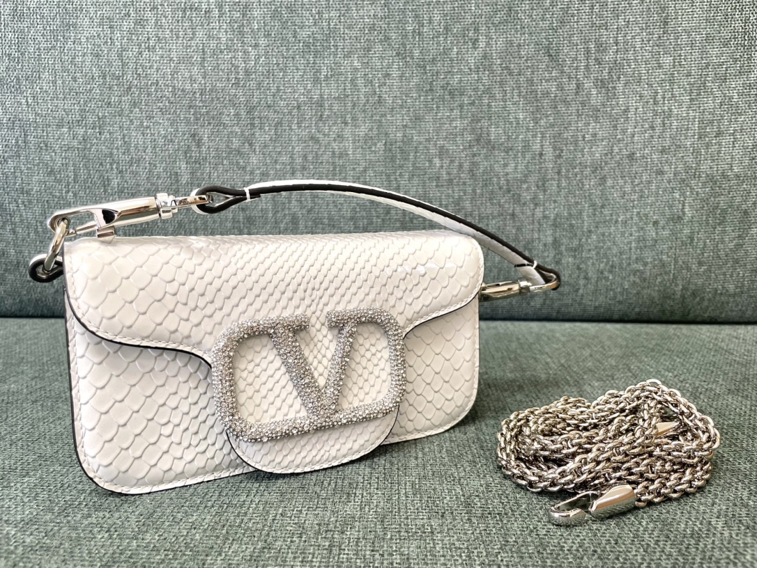 [TOP] VALENTINO Loco Bag Snake Printed Pattern Calfskin Handbag 20x11x5cm/27x13x6cm - 7 Colour