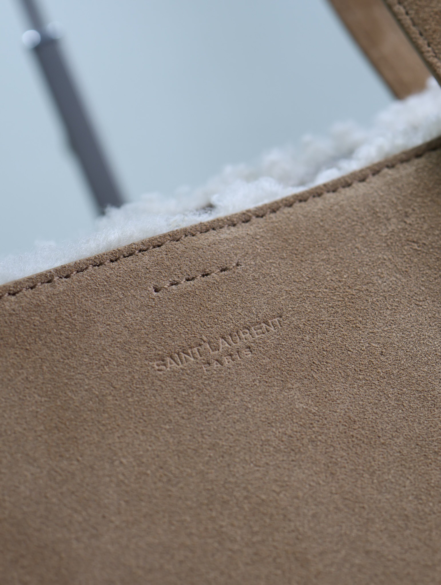 [TOP] Yves Saint Laurent YSL Lambswool Shopping Tote Bag 38×28×13cm-Brown