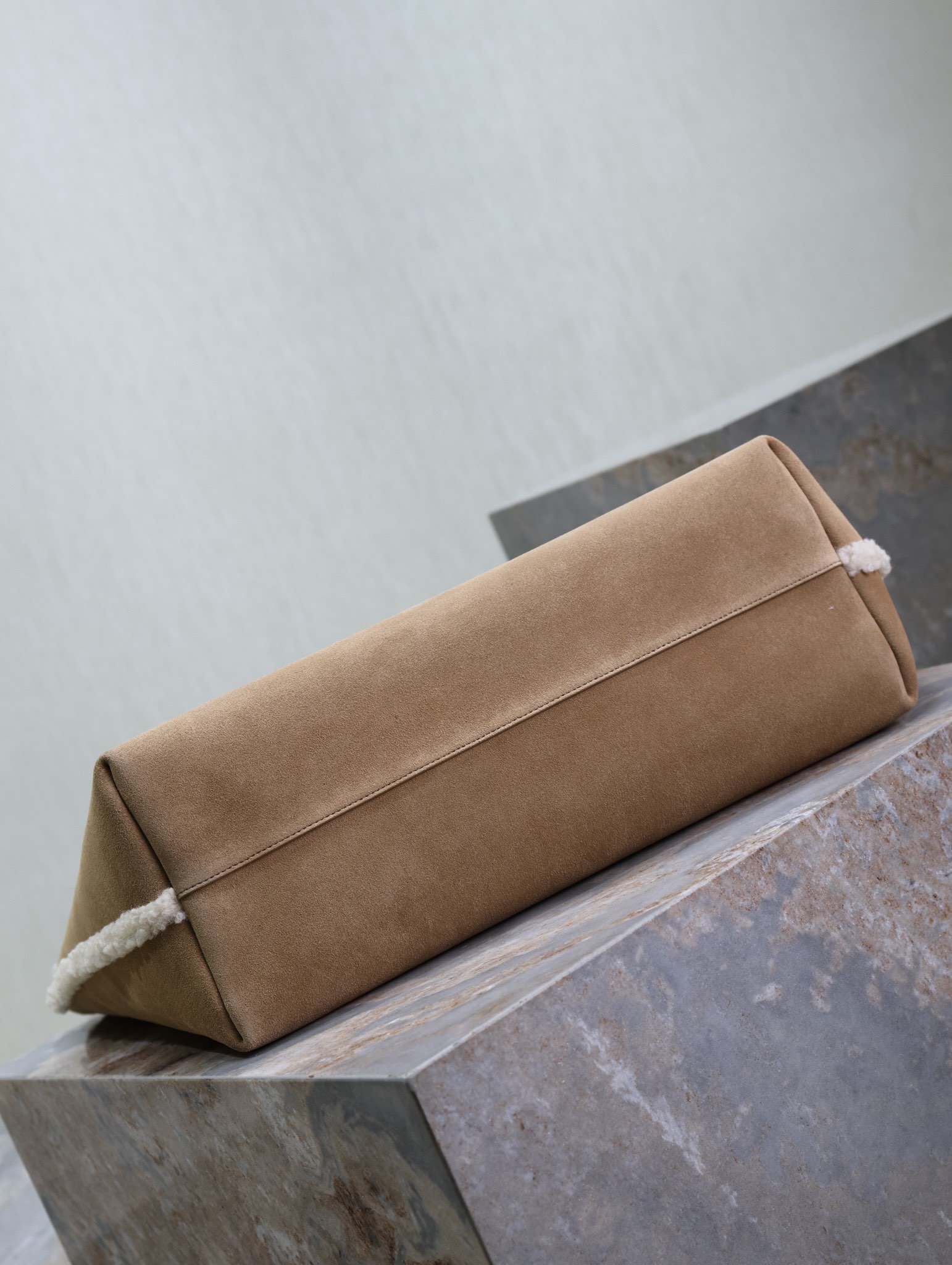 [TOP] Yves Saint Laurent YSL Lambswool Shopping Tote Bag 38×28×13cm-Brown