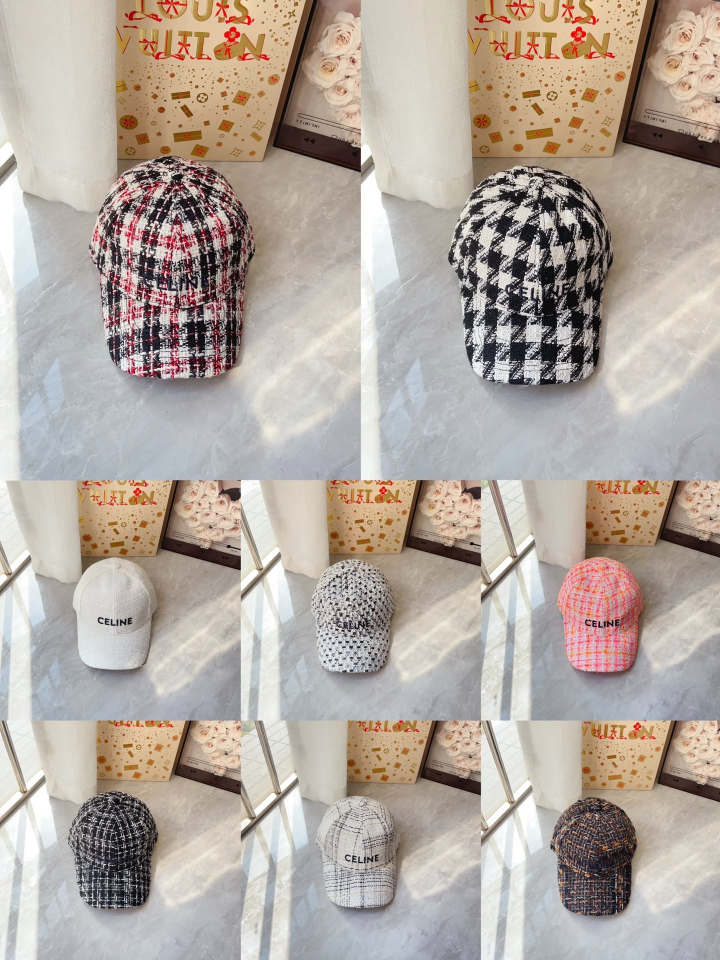 [TOP] CELINE Tweed Blend Baseball Cap - 8 Colour