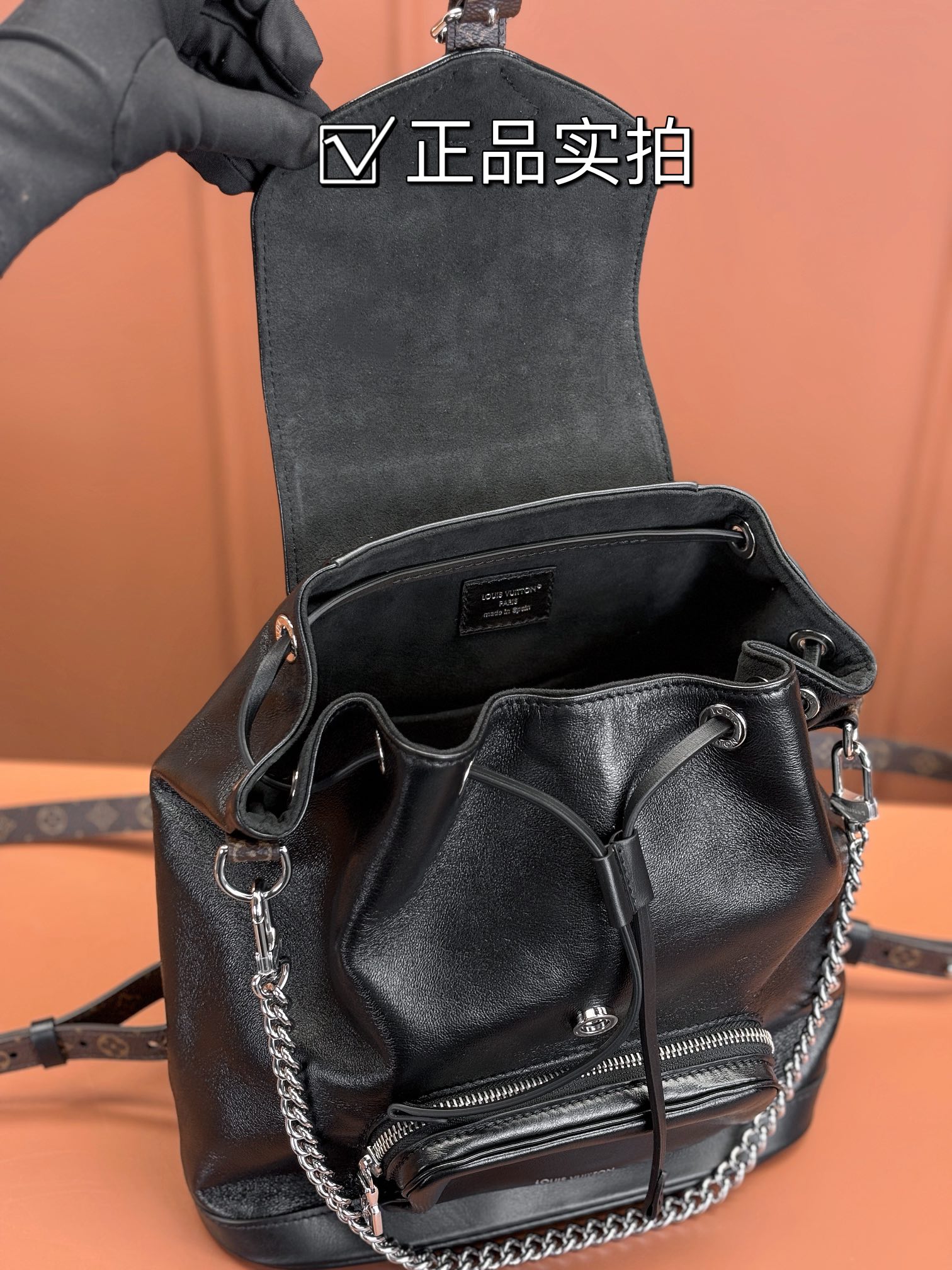 [TOP] Louis Vuitton LV  Montsouris PM Backpack 30 x 18 x 28 cm-Black