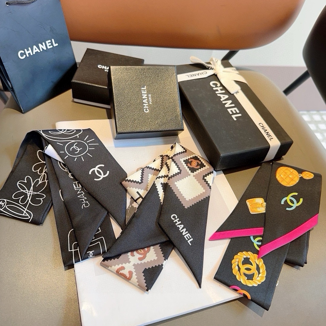 [TOP] CHANEL Twilly Scarf 120x6 cm - 3 Color