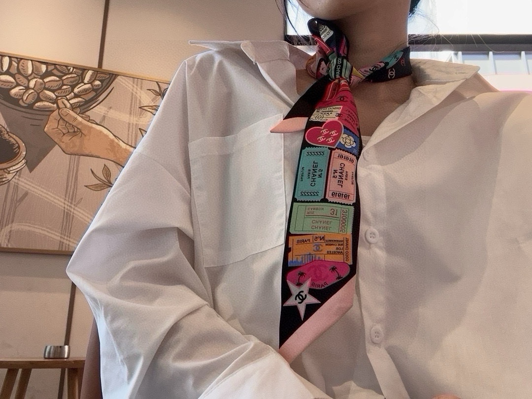 [TOP] CHANEL Twilly Scarf 120x6 cm - Black