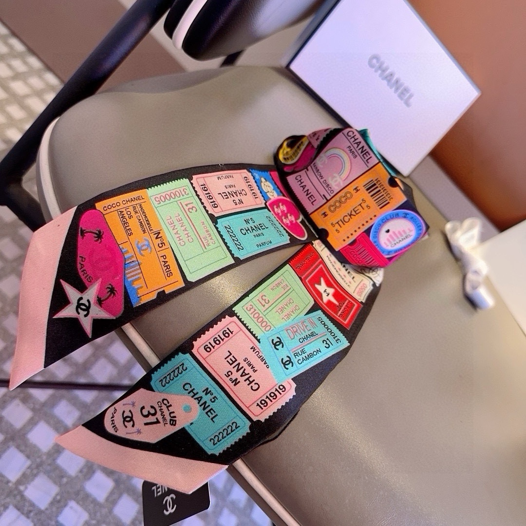 [TOP] CHANEL Twilly Scarf 120x6 cm - Black