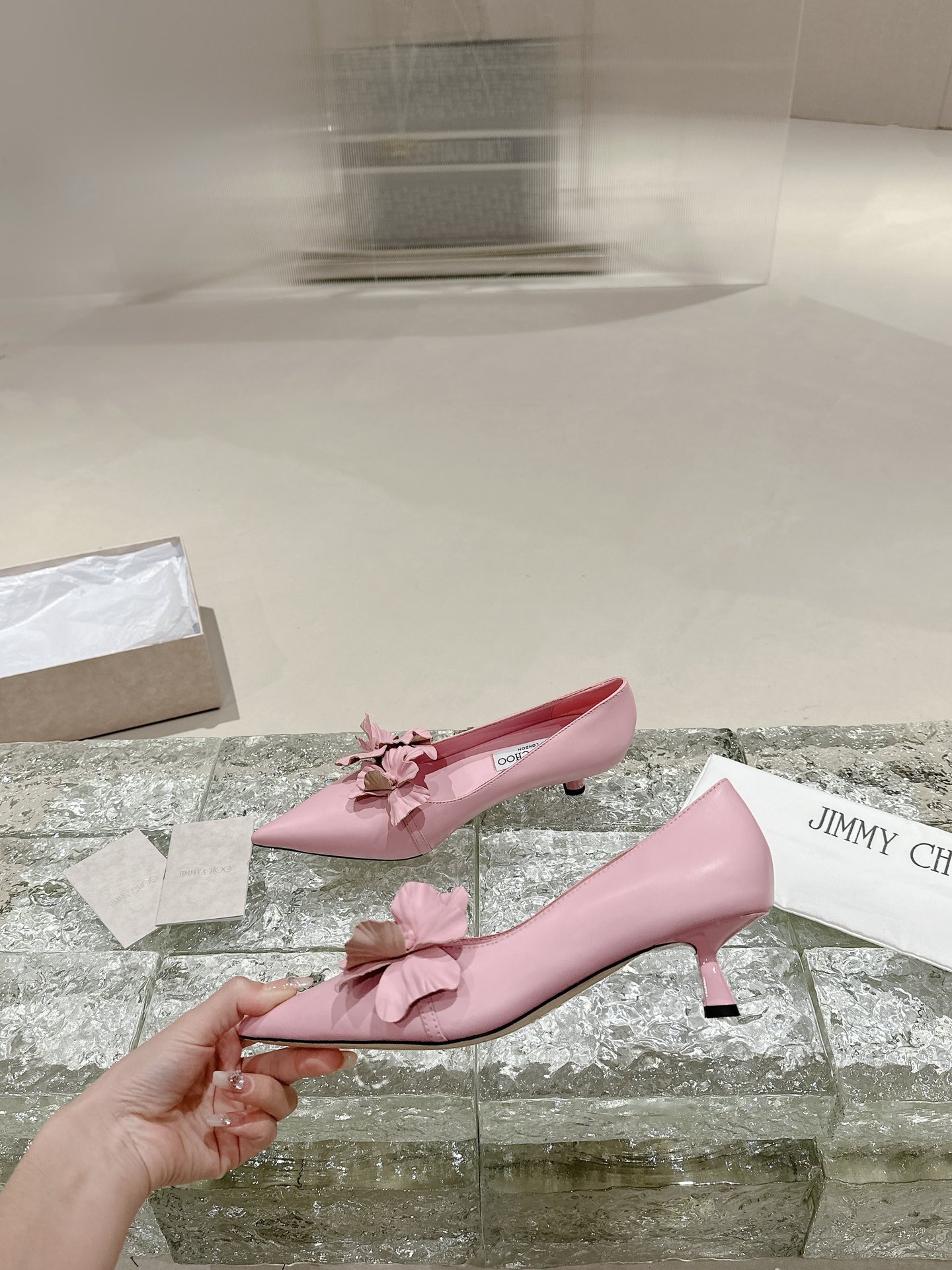 [TOP] Jimmy Choo ROSALIA/FLOWERS 65 Low Heel Pumps - 3 Color