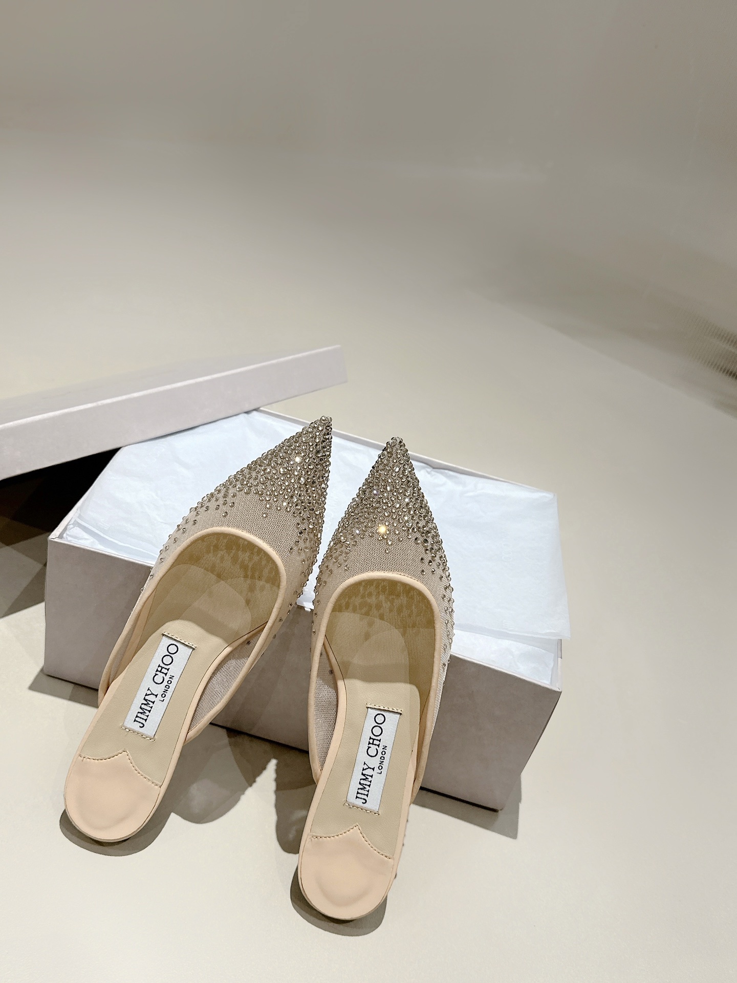 [TOP] Jimmy Choo Flats/6.5cm Mid Heel Mules with Diamonds - 3 Color