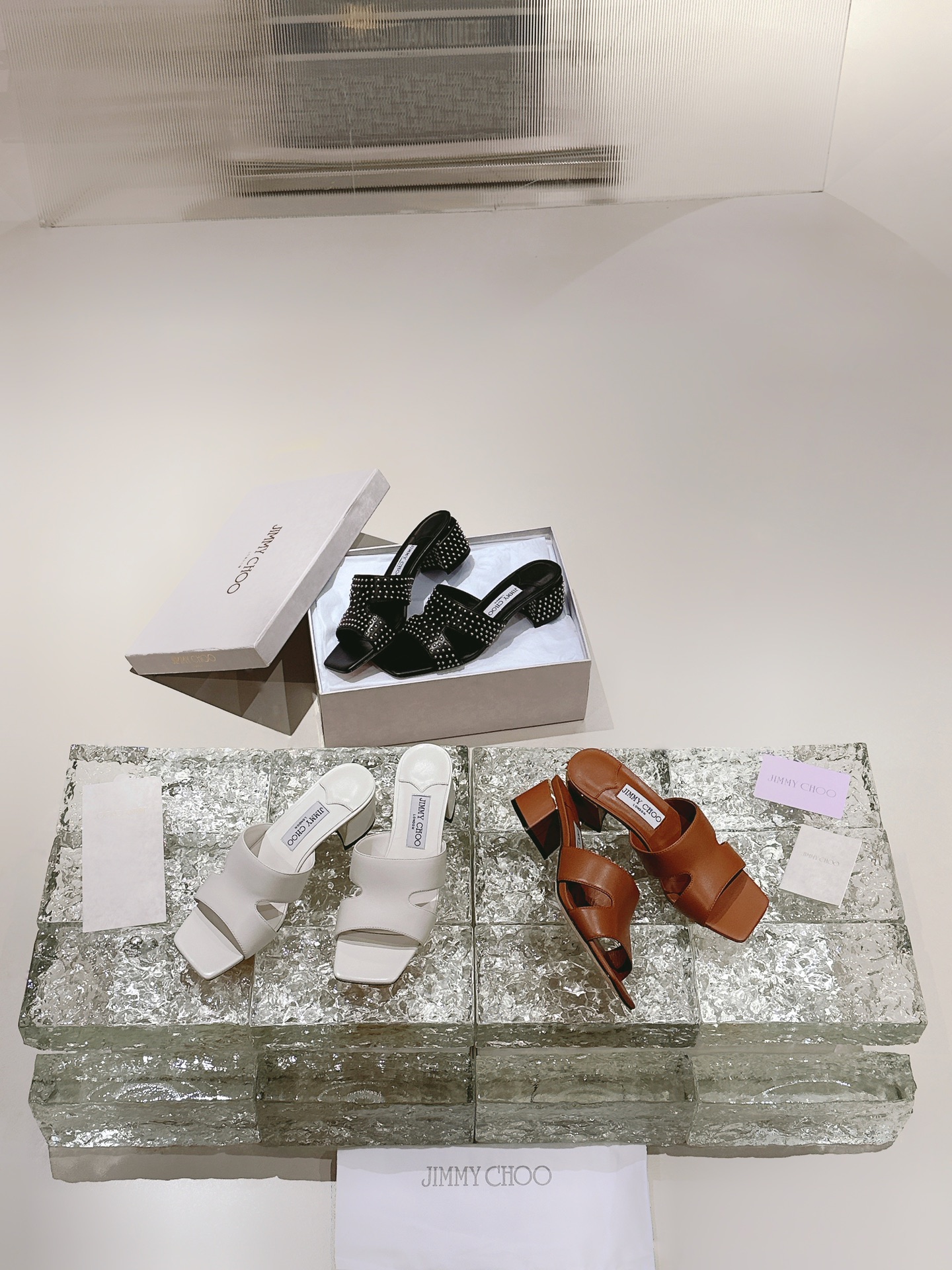 [TOP] Jimmy Choo Ellison 45mm Block Heel Slippers - 3 Color