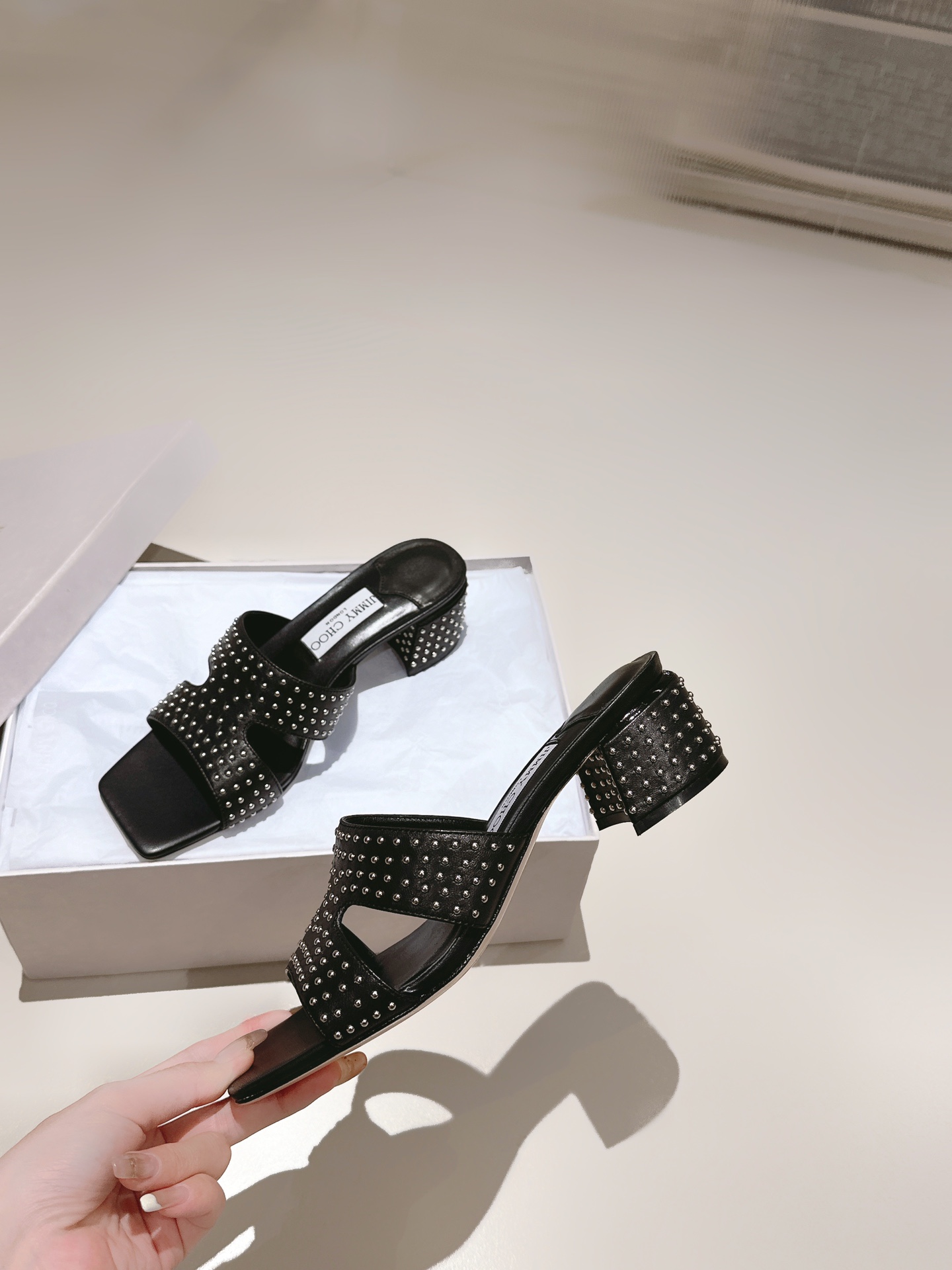 [TOP] Jimmy Choo Ellison 45mm Block Heel Slippers - 3 Color