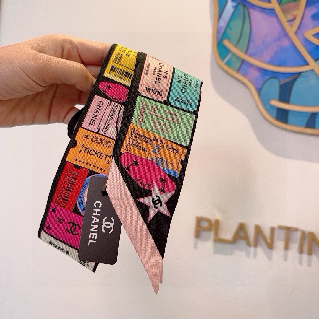 [TOP] CHANEL Twilly Scarf 120x6 cm - Black