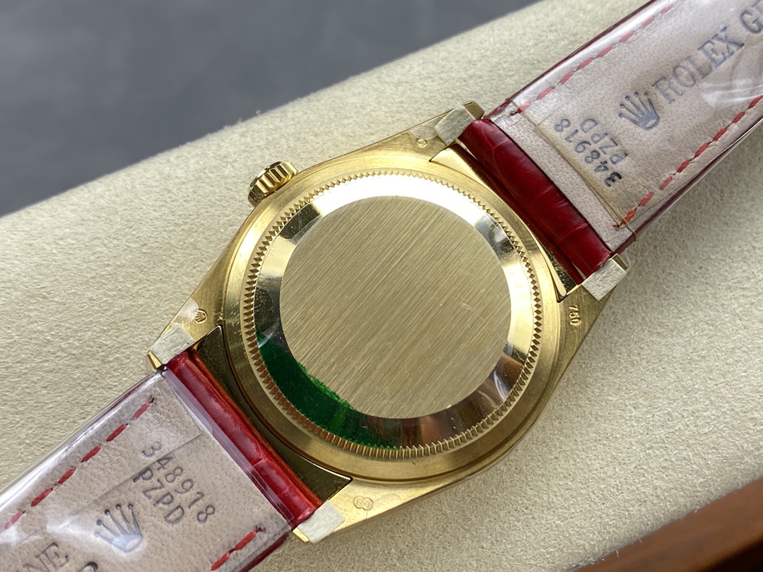 [TOP] ROLEX  Day-Date Yellow Gold Bezel Watch 36mm - Red