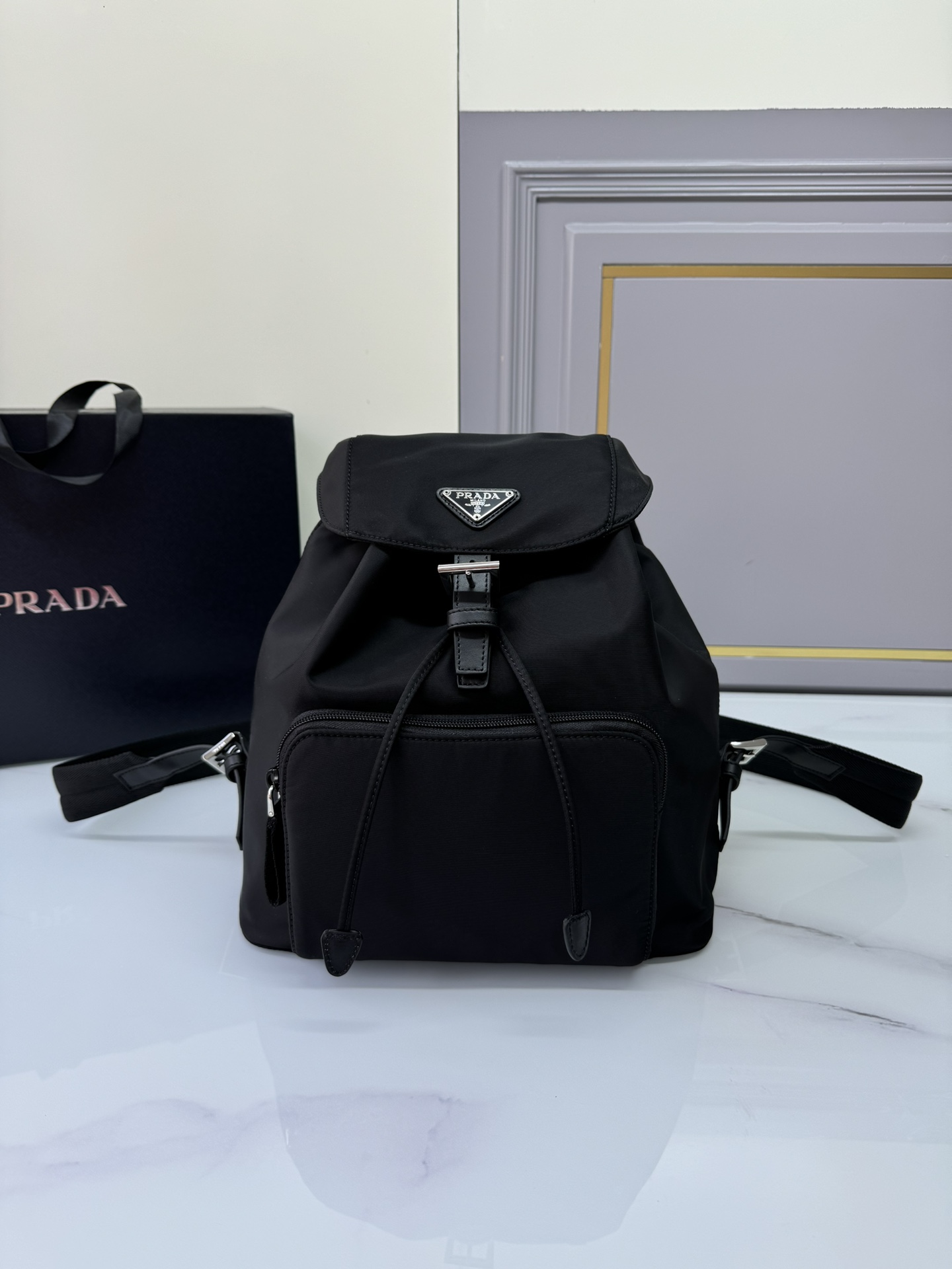 [TOP] PRADA Nylon Fabric Vintage Backpack 27x29x13.5cm - Black
