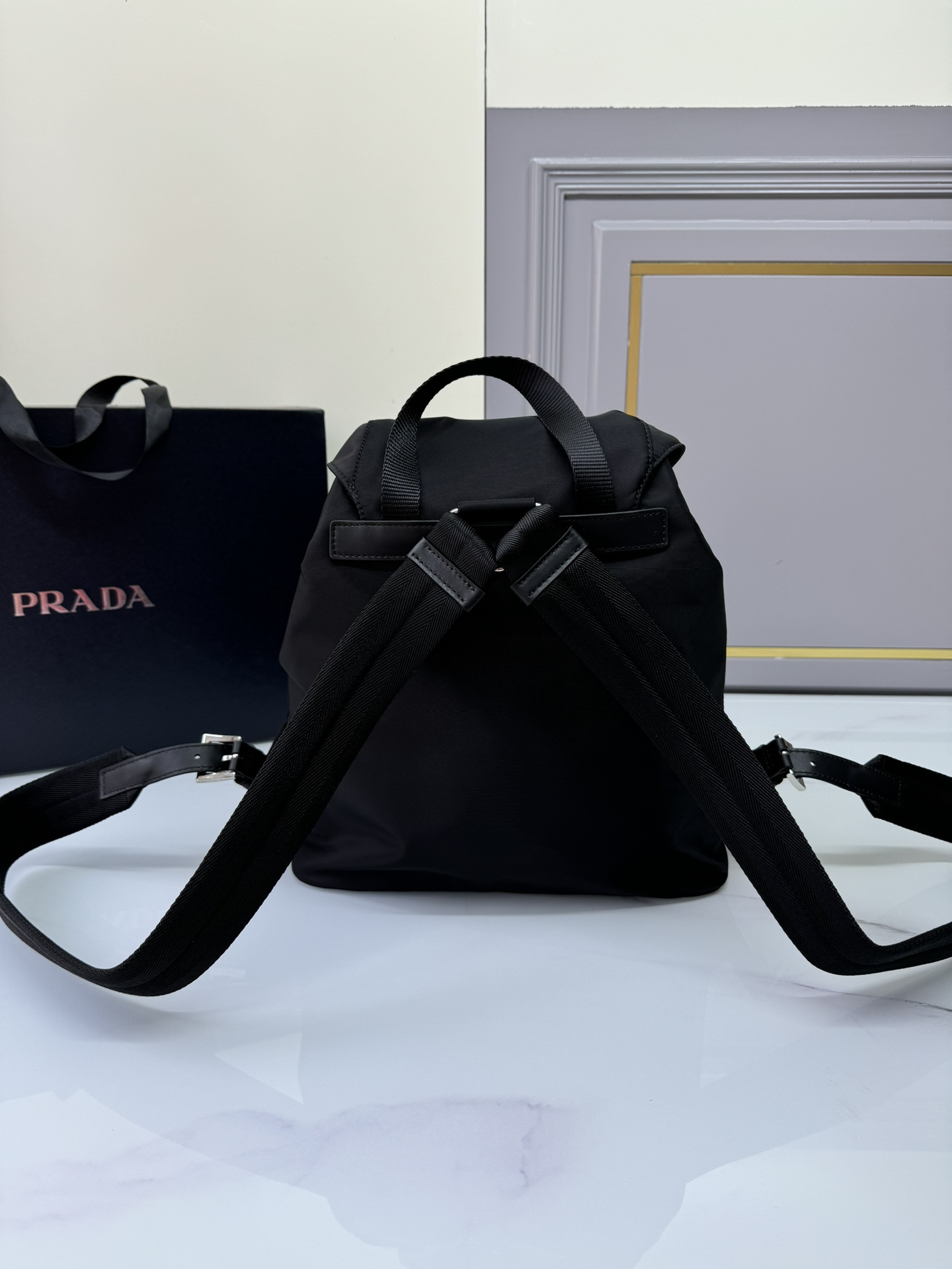 [TOP] PRADA Nylon Fabric Vintage Backpack 27x29x13.5cm - Black