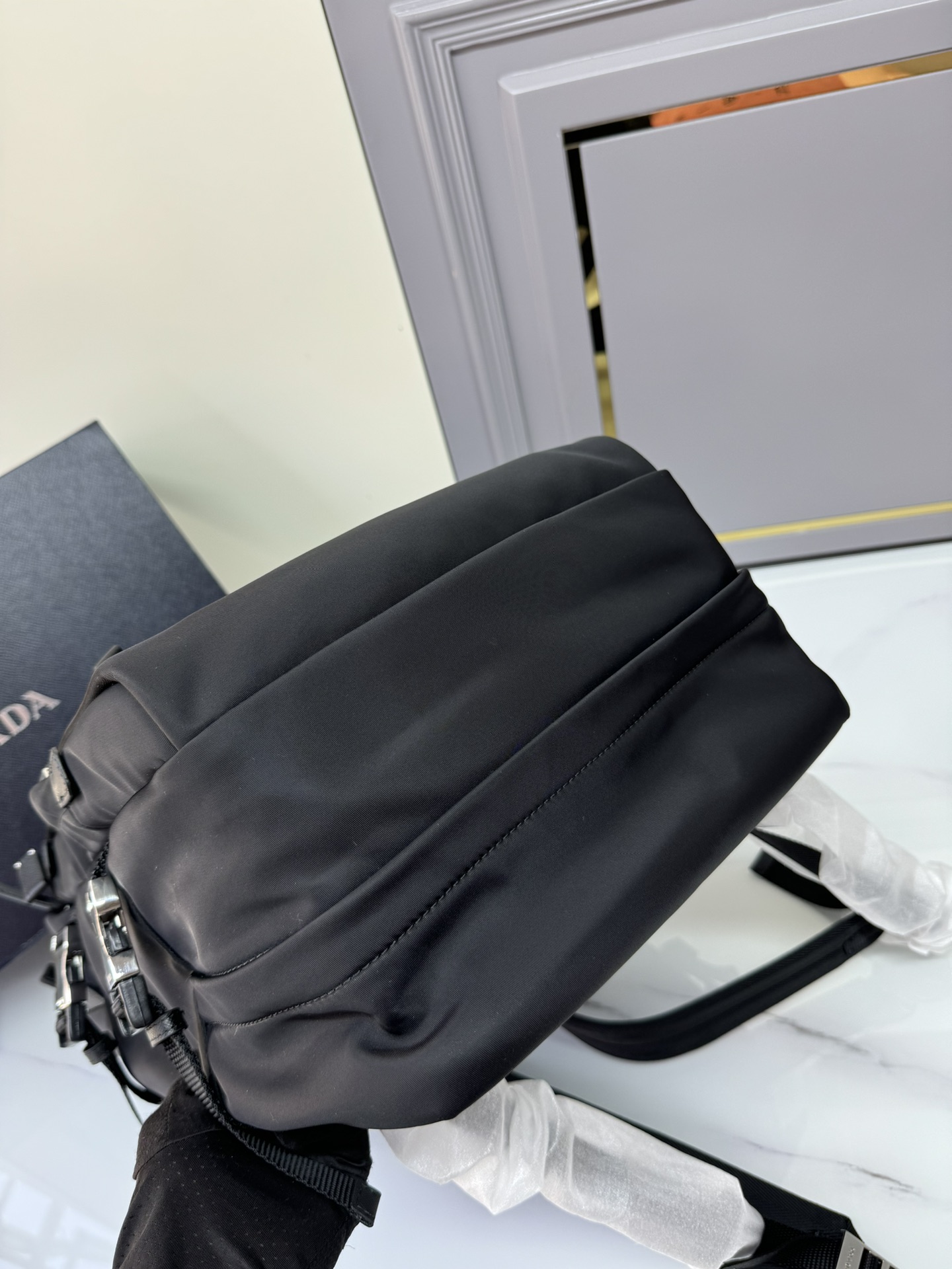 [TOP] PRADA Nylon Fabric Multi-Functional Backpack 25.5x21.5x45cm - Black