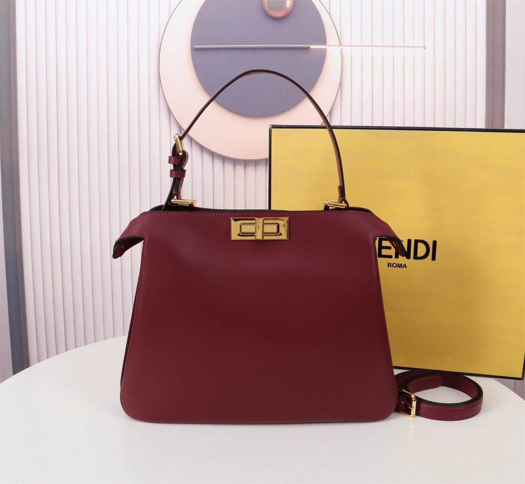 [TOP] FENDI Peekaboo Soft Bag 33×22.5×10CM  -Red